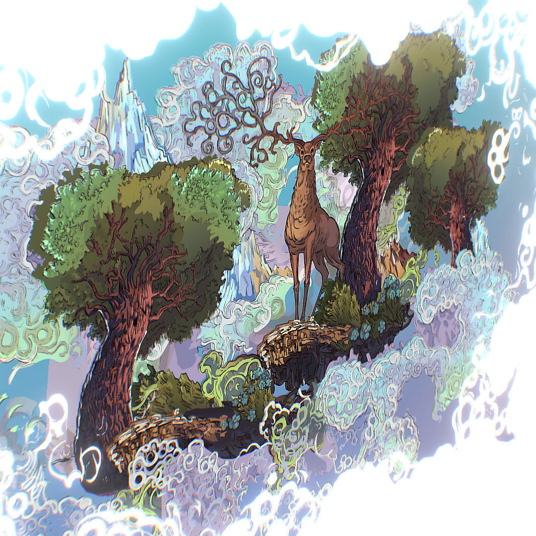 Landscape North Europe Scene Vector Paralax Low-poly 3D model_6