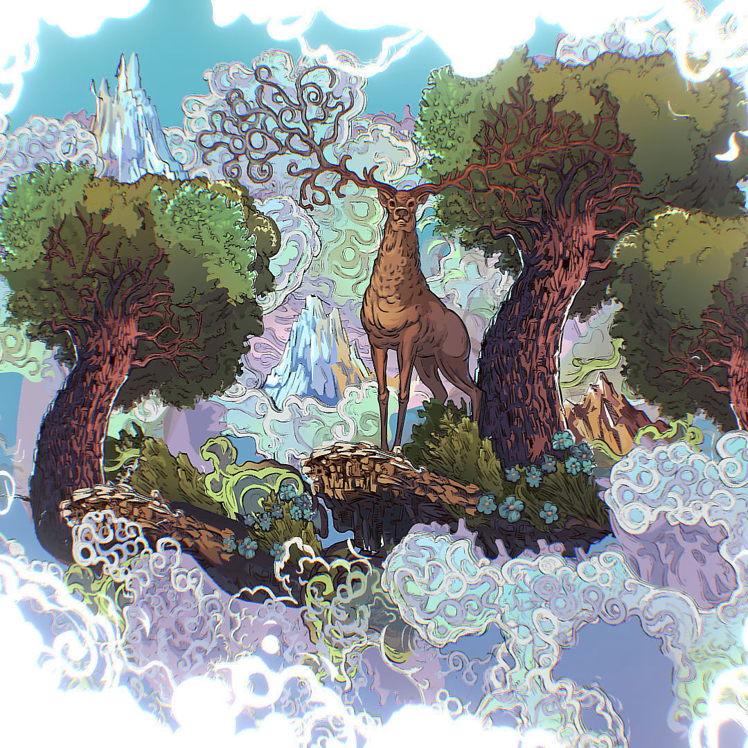 Landscape North Europe Scene Vector Paralax Low-poly 3D model_2