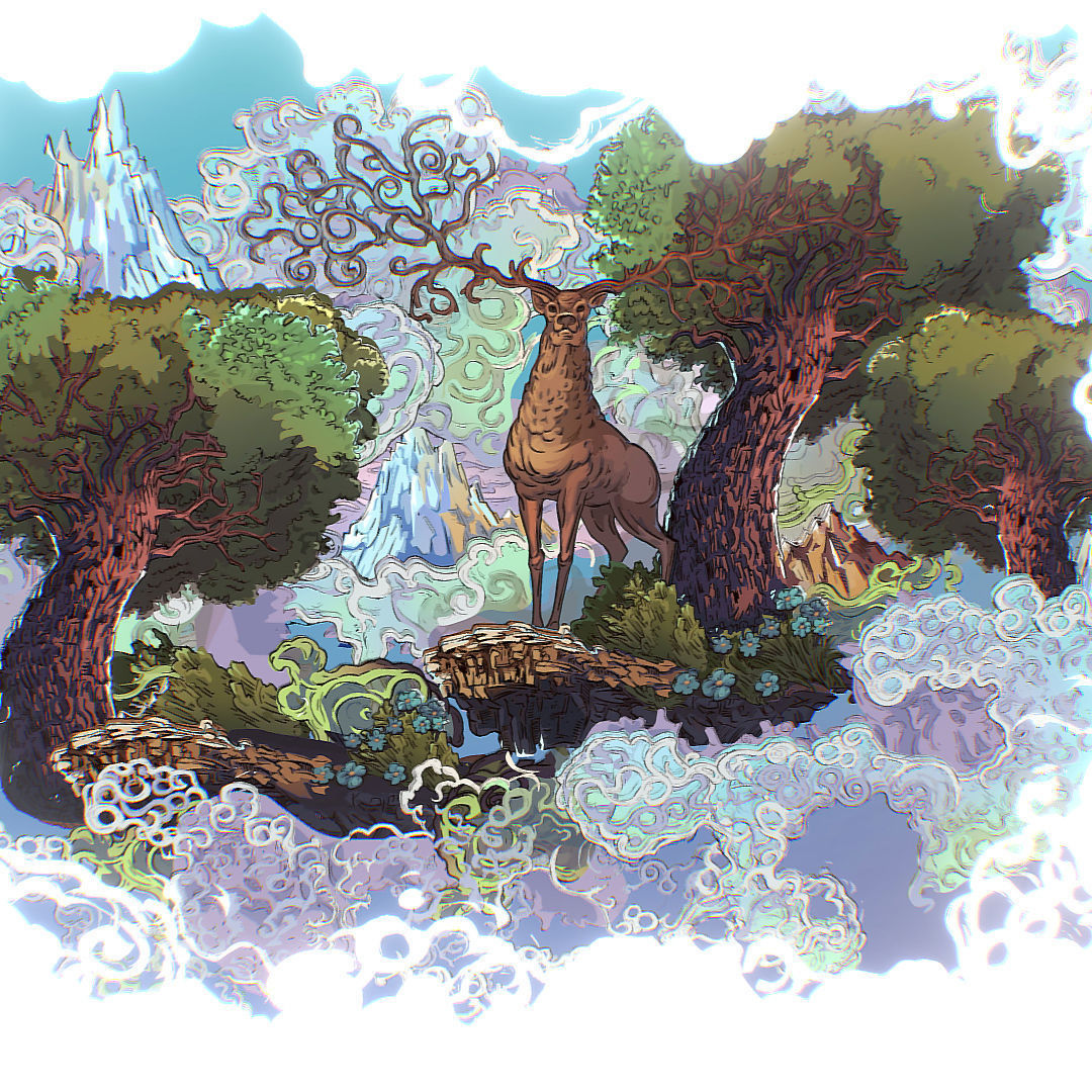 Landscape North Europe Scene Vector Paralax Low-poly 3D model_31