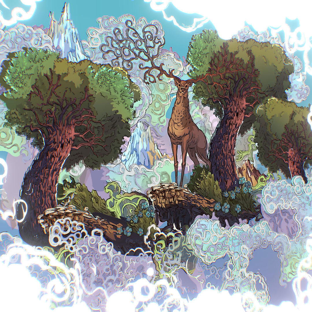 Landscape North Europe Scene Vector Paralax Low-poly 3D model_3