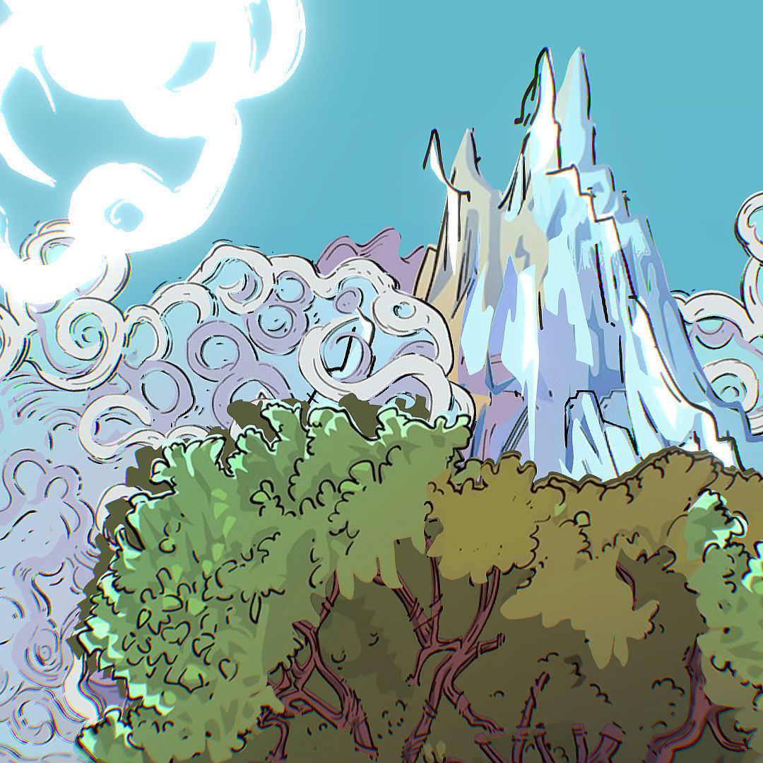 Landscape North Europe Scene Vector Paralax Low-poly 3D model_22