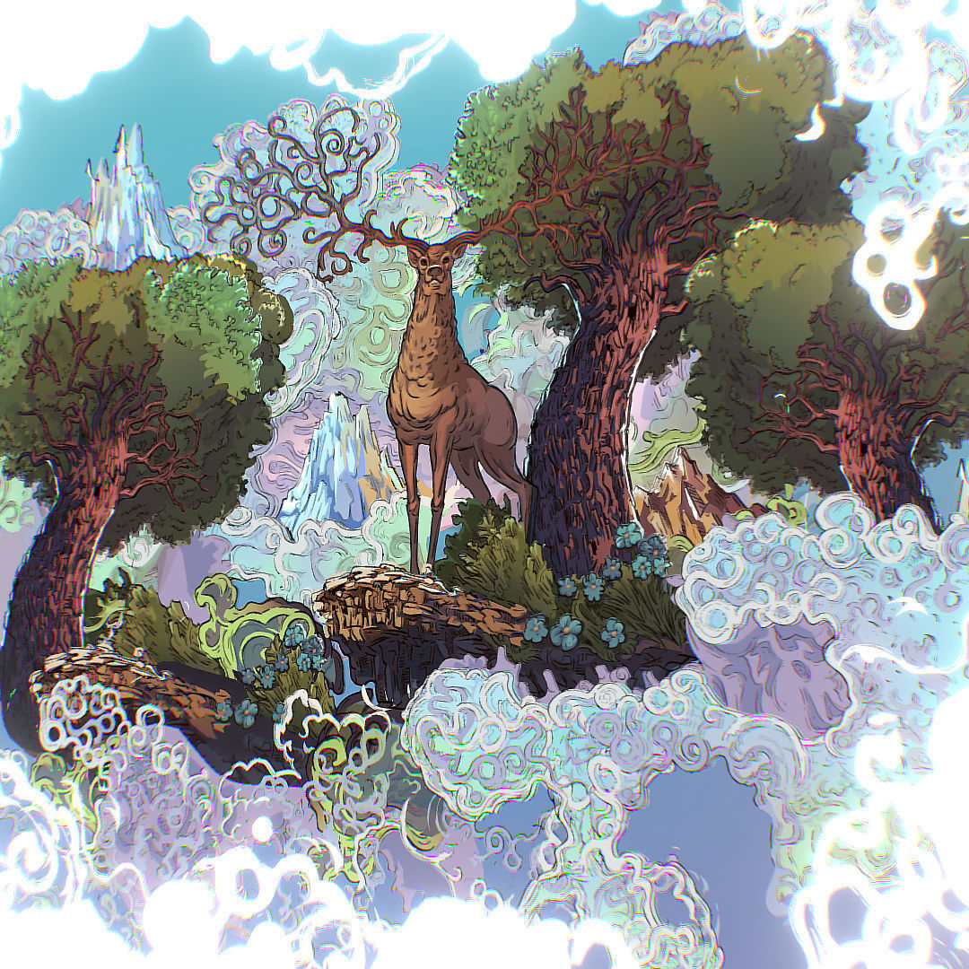 Landscape North Europe Scene Vector Paralax Low-poly 3D model_5