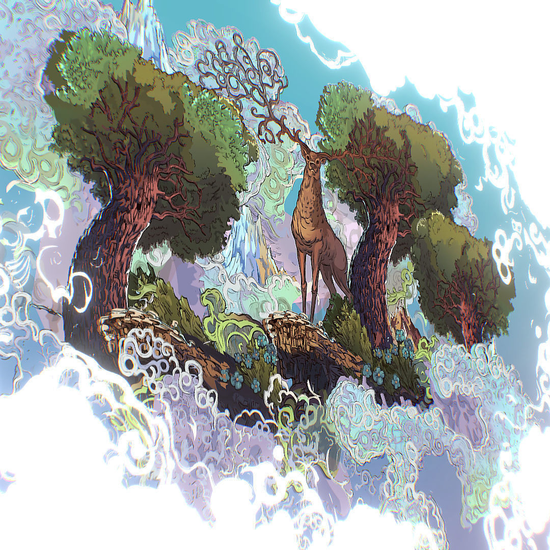 Landscape North Europe Scene Vector Paralax Low-poly 3D model_4