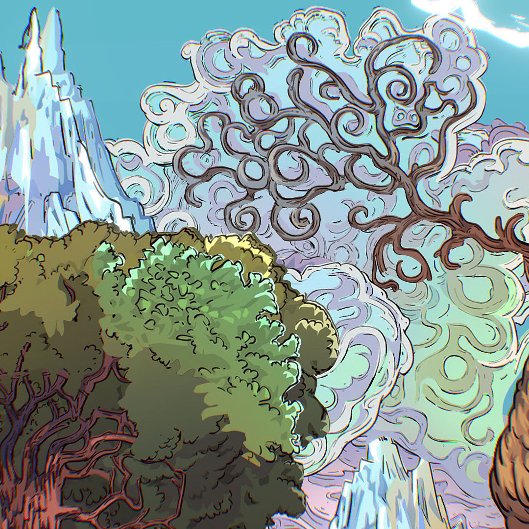 Landscape North Europe Scene Vector Paralax Low-poly 3D model_16