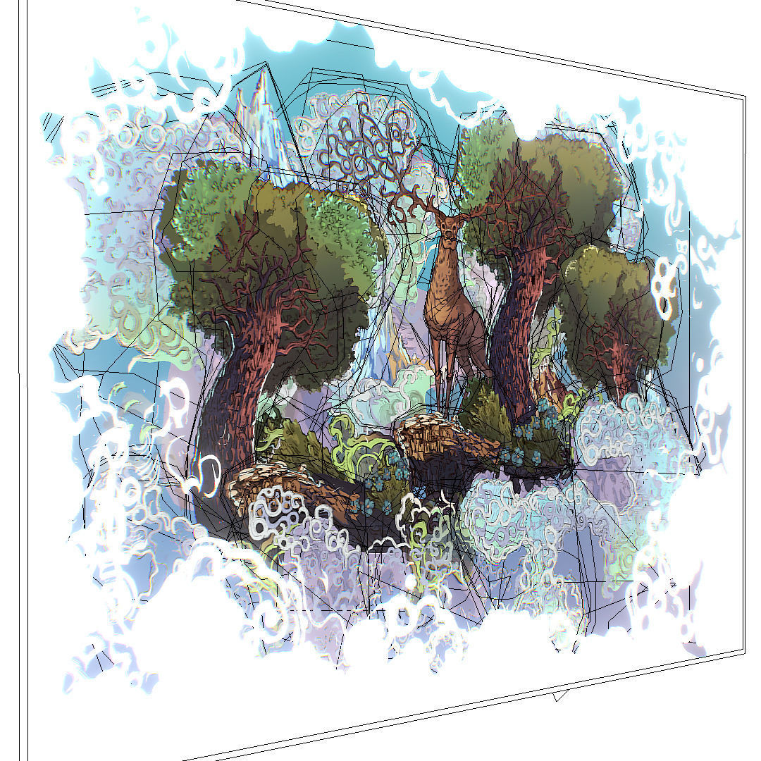 Landscape North Europe Scene Vector Paralax Low-poly 3D model_35