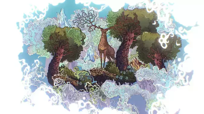 Landscape North Europe Scene Vector Paralax Low-poly 3D model Landscape North Europe Scene Vector Paralax Low-poly 3D model