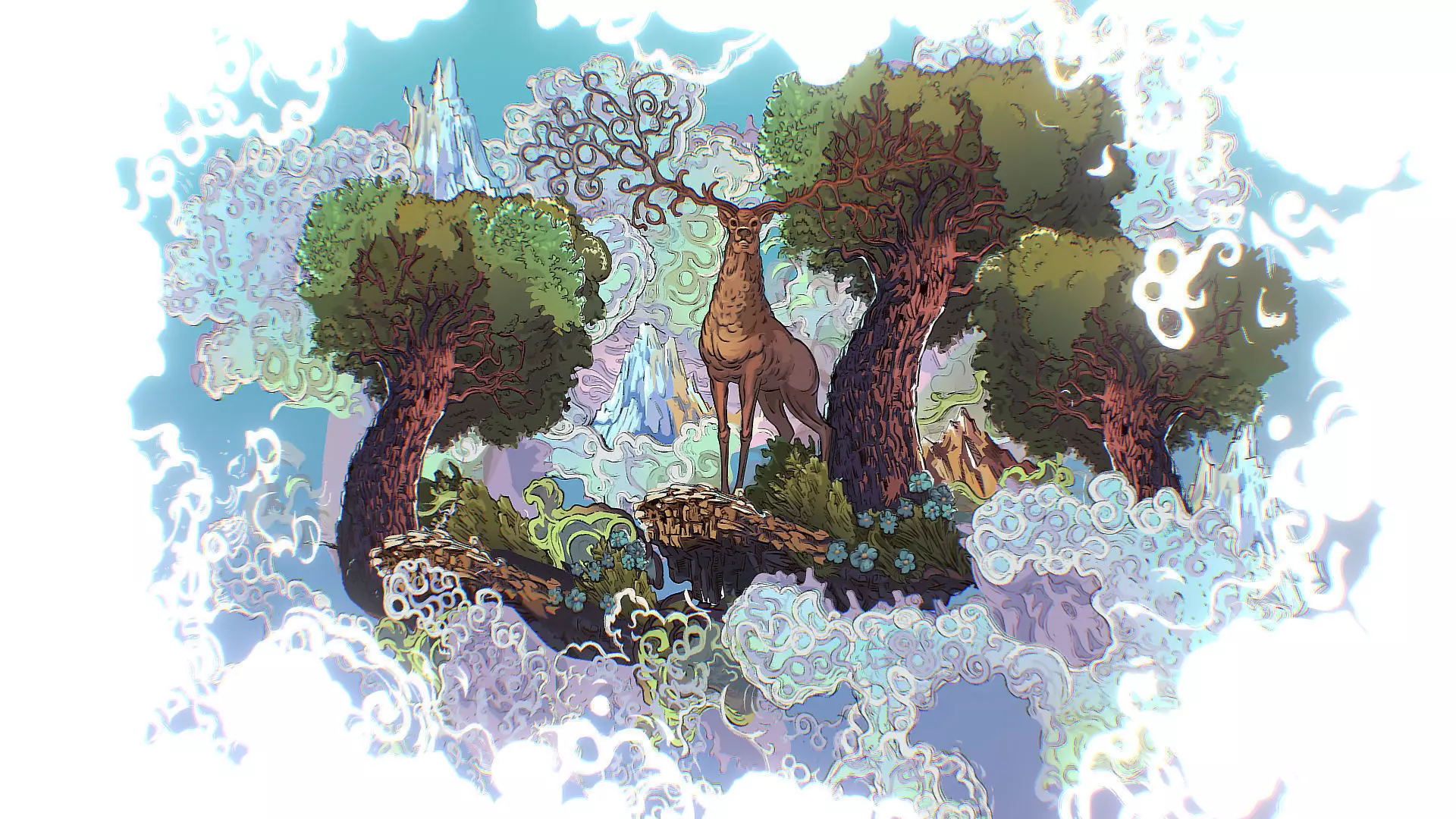 Landscape North Europe Scene Vector Paralax Low-poly 3D model_0