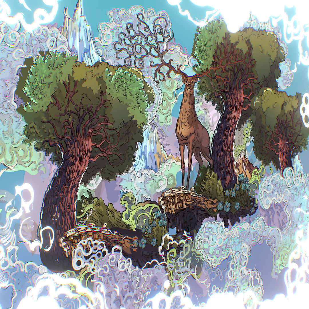 Landscape North Europe Scene Vector Paralax Low-poly 3D model_33