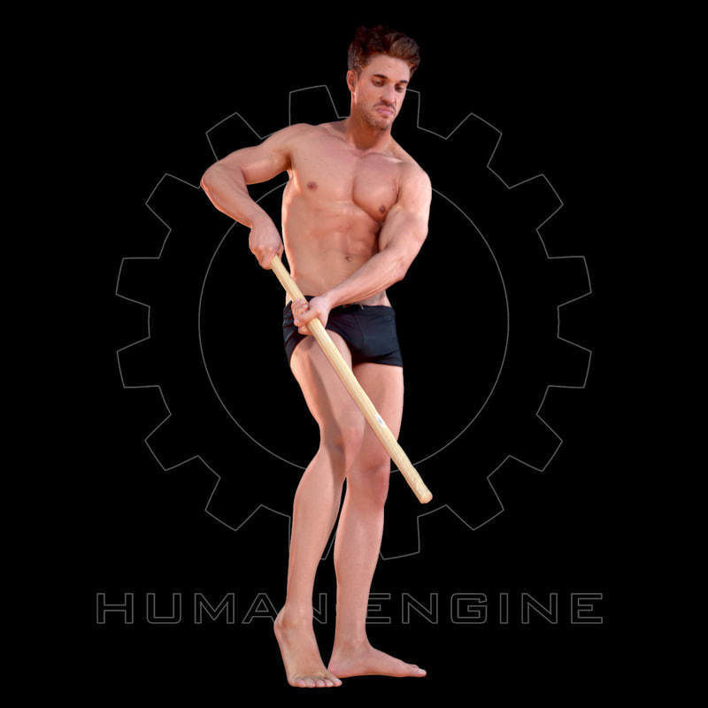 Male Scan - Mick 004 Holding a Stick Low Poly Low-poly 3D model_2