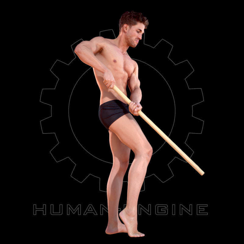 Male Scan - Mick 004 Holding a Stick Low Poly Low-poly 3D model_3