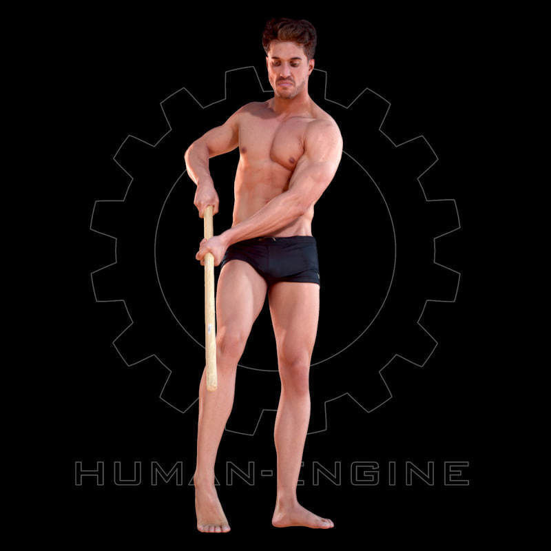 Male Scan - Mick 004 Holding a Stick Low Poly Low-poly 3D model_1