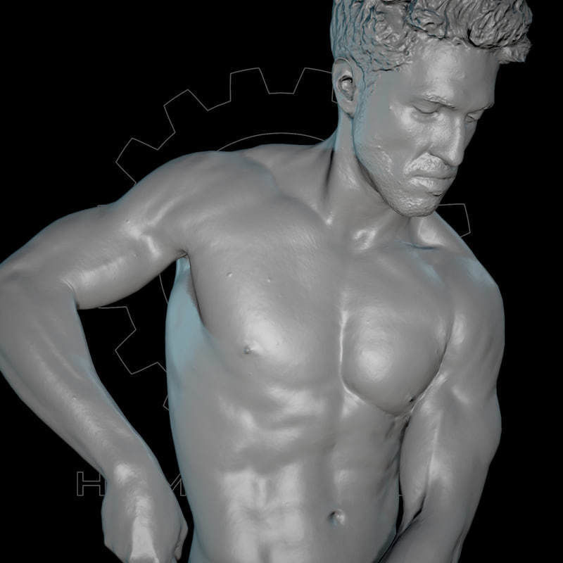 Male Scan - Mick 004 Holding a Stick Low Poly Low-poly 3D model_8