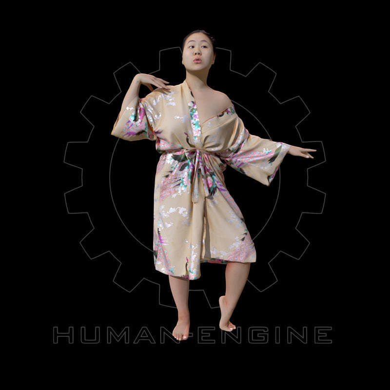 Female Scan - Lily Kimono Costume Low-poly 3D model_1