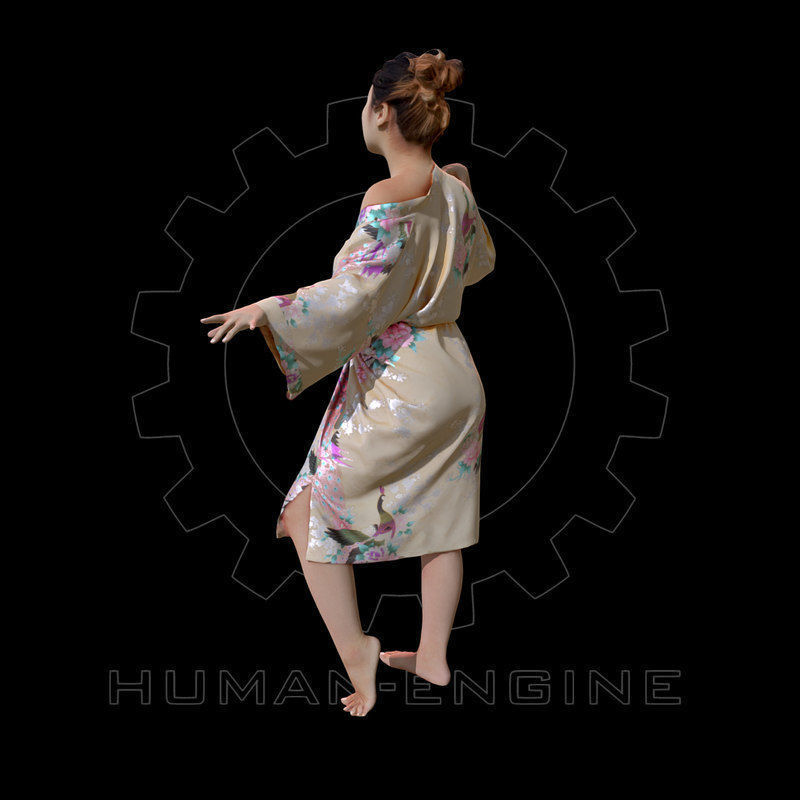Female Scan - Lily Kimono Costume Low-poly 3D model_4