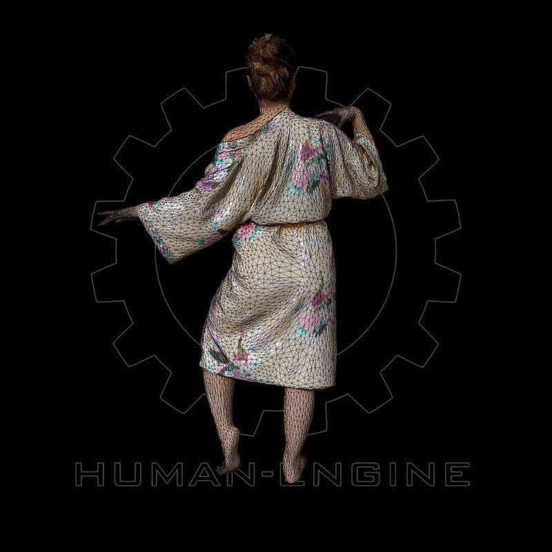 Female Scan - Lily Kimono Costume Low-poly 3D model_7
