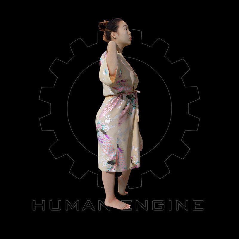 Female Scan - Lily Kimono Costume Low-poly 3D model_3