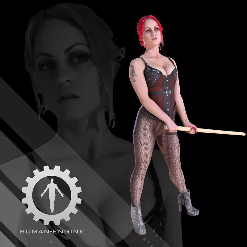 Female Scan - Sonya Wearing Corset 2 Low-poly 3D model_0