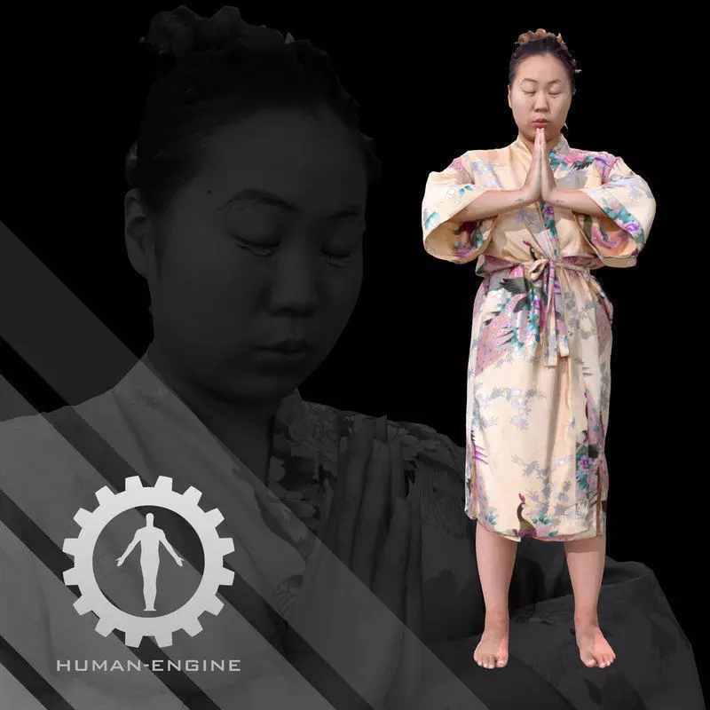 Female Scan - Lily Kimono Costume 2 Low-poly 3D model_0