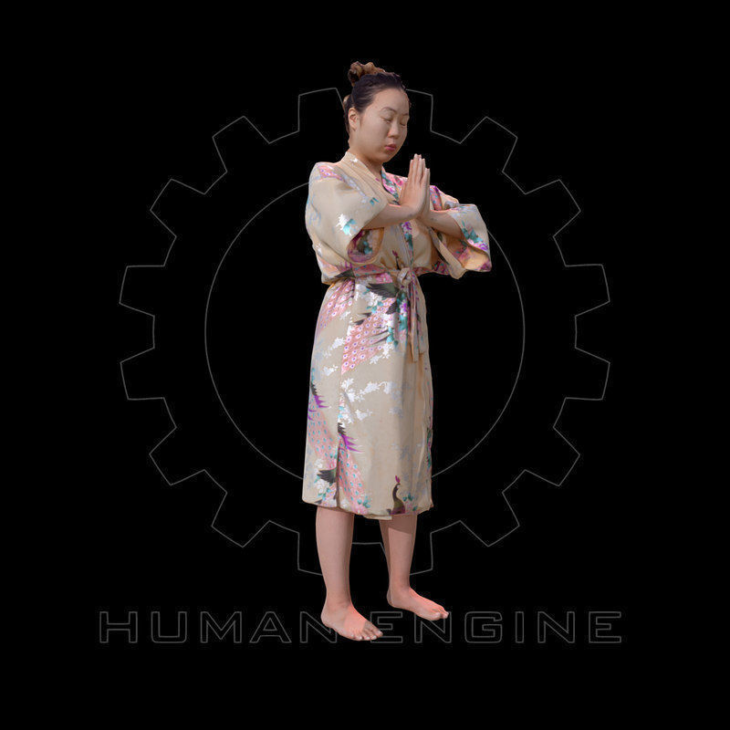 Female Scan - Lily Kimono Costume 2 Low-poly 3D model_2