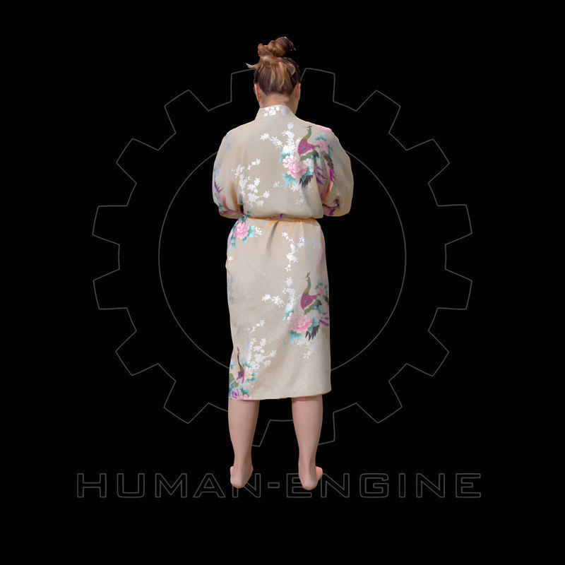 Female Scan - Lily Kimono Costume 2 Low-poly 3D model_4