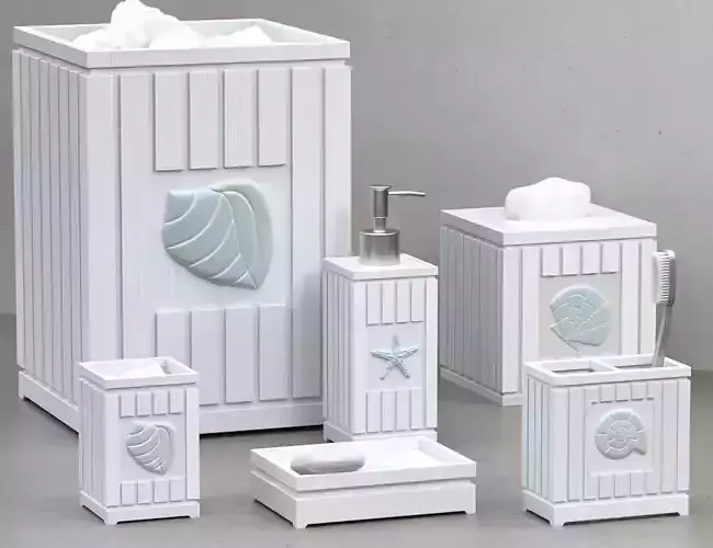 Seaside Seashell Coastal Bath Accessories