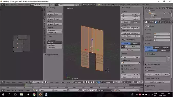 Toilet Wall with Doorway