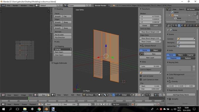 Toilet Wall with Doorway Free low-poly 3D model