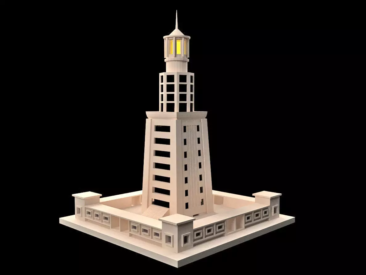 Lighthouse of Alexandria Low-poly 3D model_0