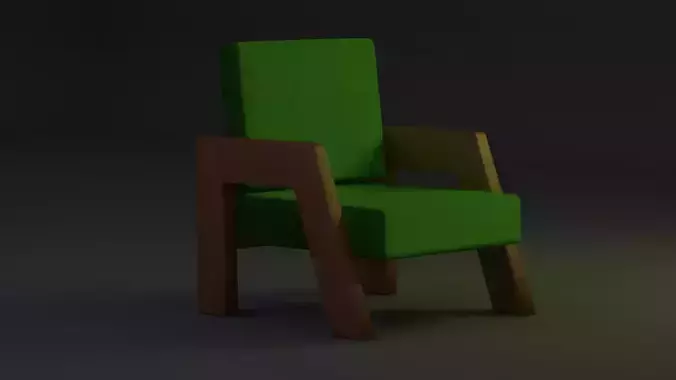 Living chair fabric and wood 3D model