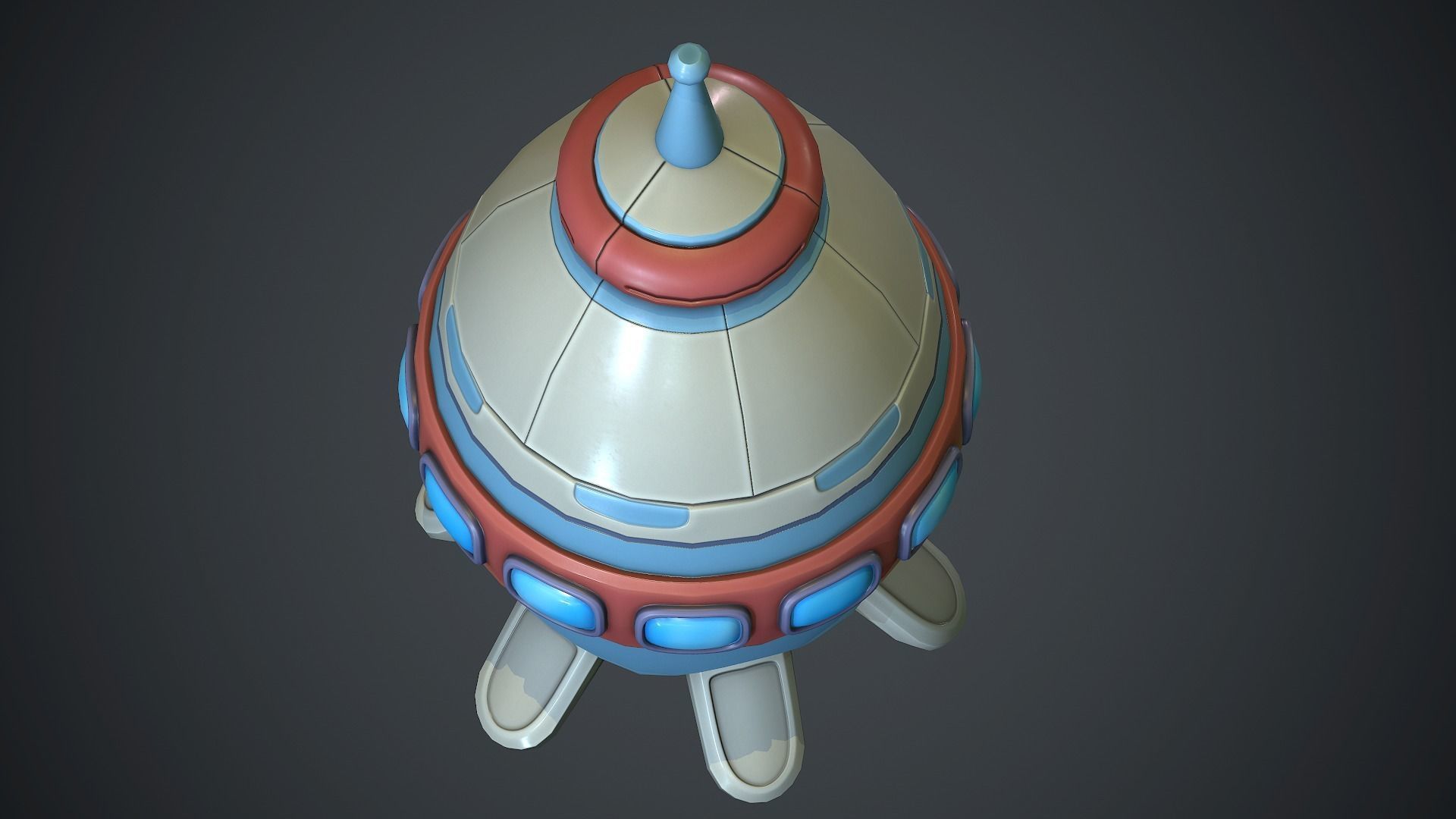 Cartoon Rocket 2 PBR Game Ready Low-poly 3D model_10