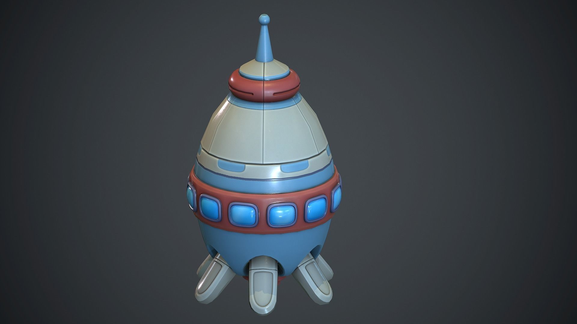 Cartoon Rocket 2 PBR Game Ready Low-poly 3D model_2