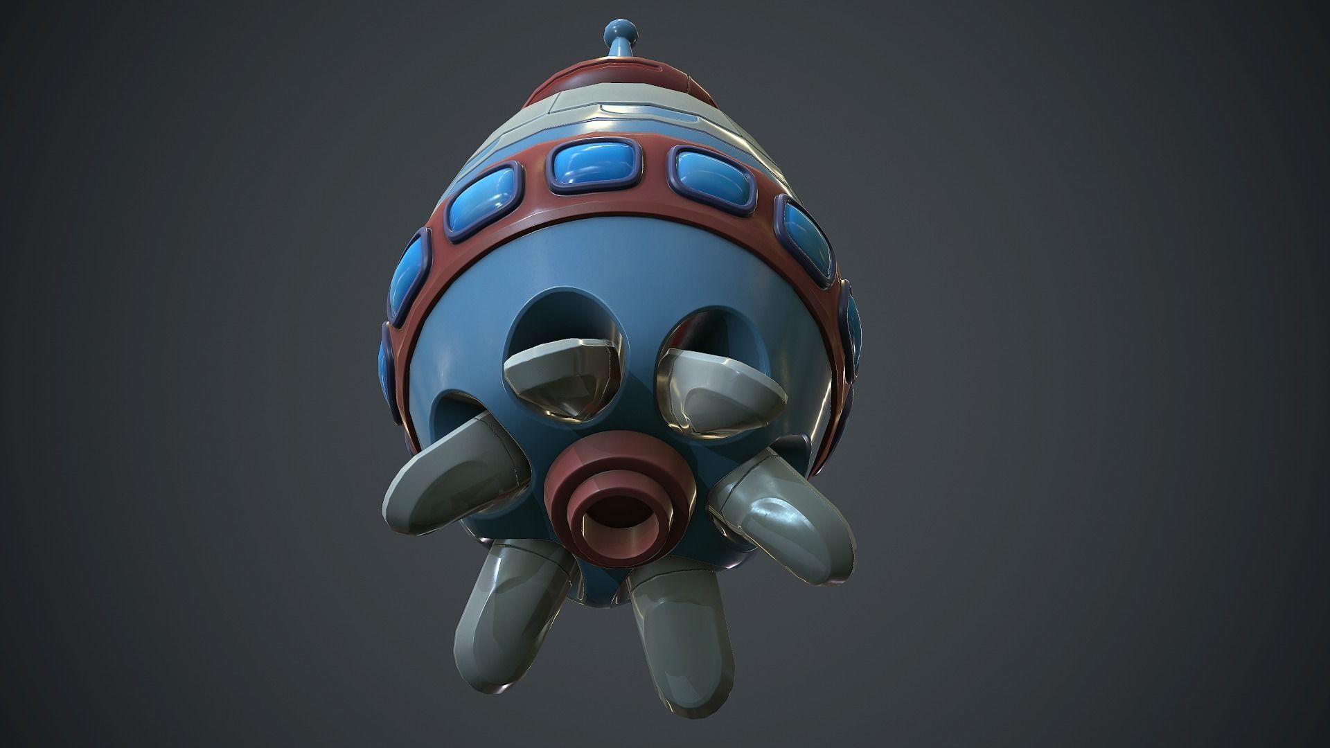 Cartoon Rocket 2 PBR Game Ready Low-poly 3D model_8