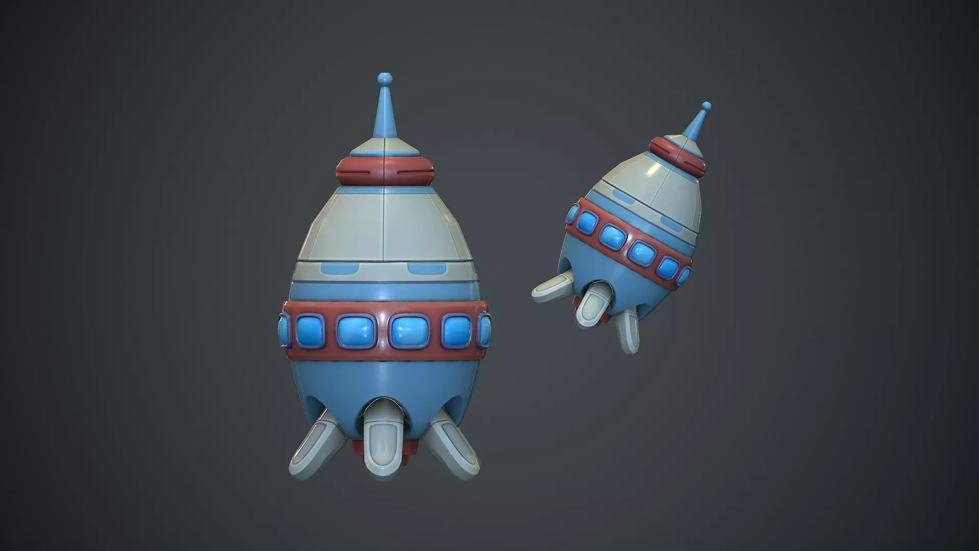 Cartoon Rocket 2 PBR Game Ready Low-poly 3D model_0