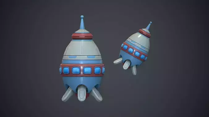 Cartoon Rocket 2 PBR Game Ready Low-poly 3D model