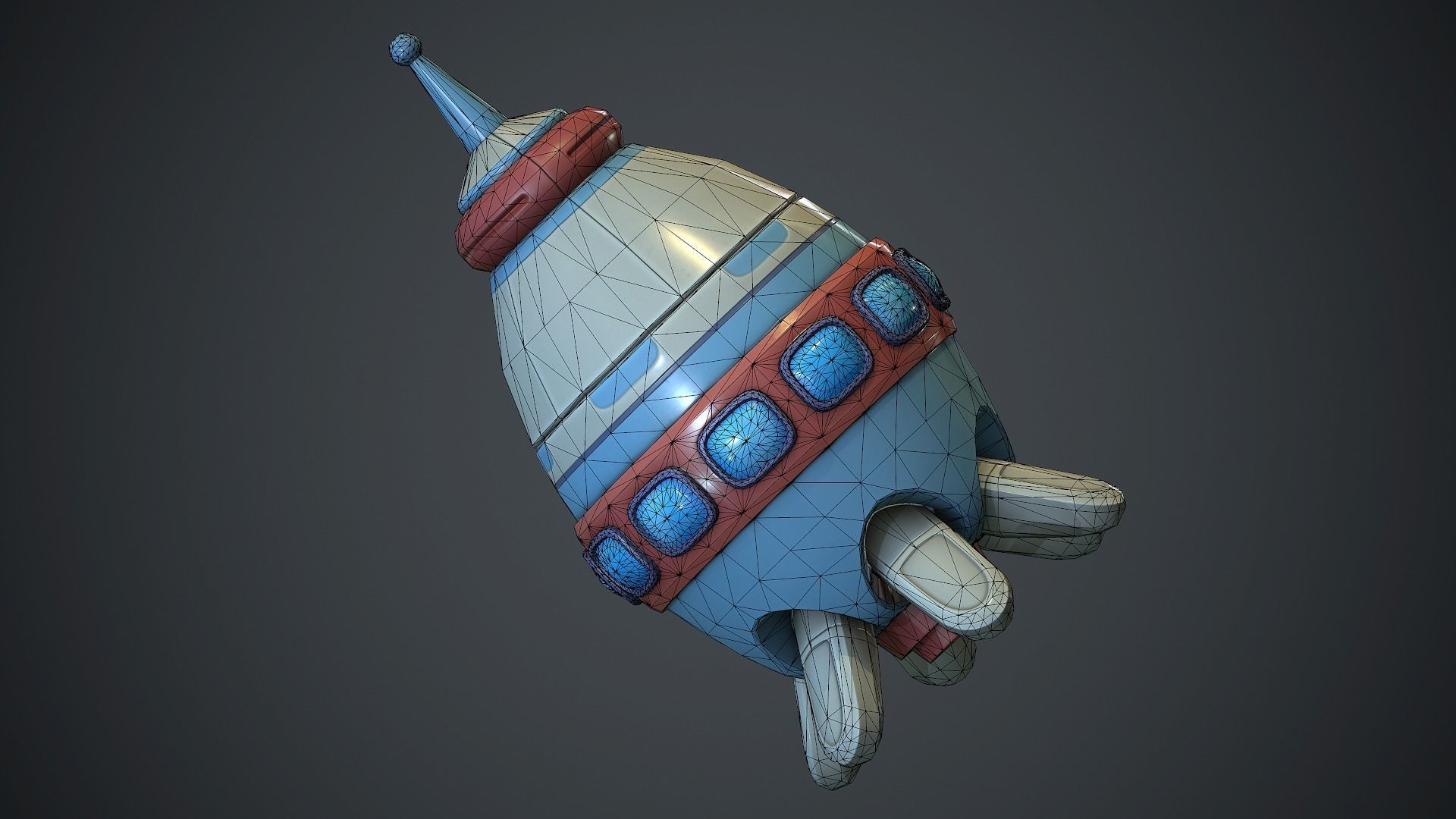 Cartoon Rocket 2 PBR Game Ready Low-poly 3D model_16