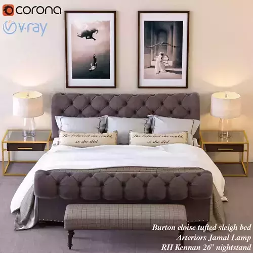 Burton eloise tufted sleigh bed