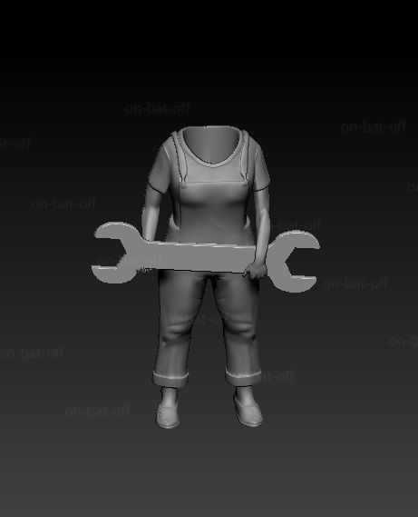 woman car mechanic  3D print model_5