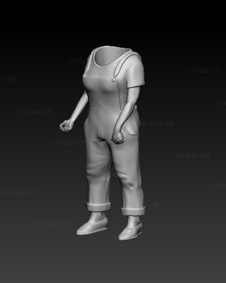 woman car mechanic  3D print model_7