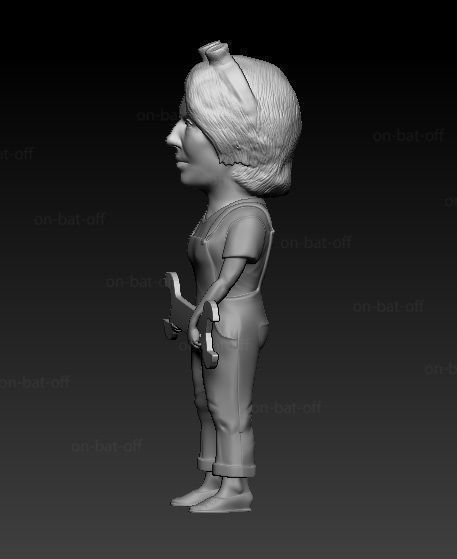 woman car mechanic  3D print model_2