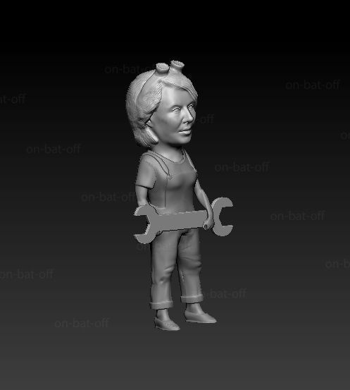 woman car mechanic  3D print model_0