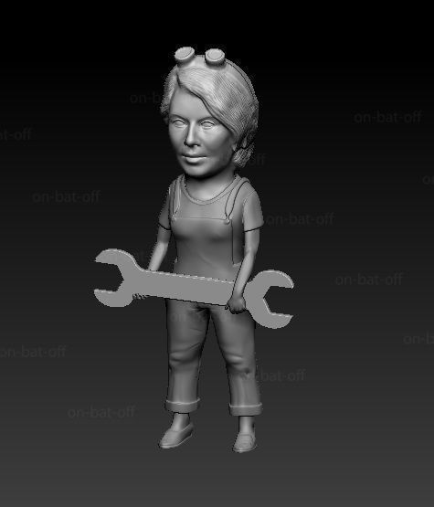 woman car mechanic  3D print model_1
