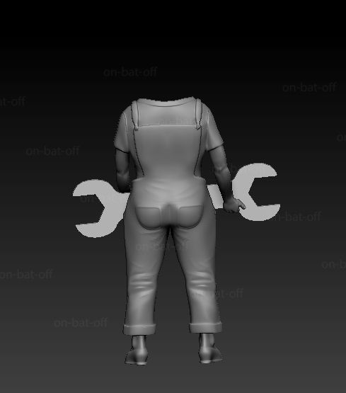 woman car mechanic  3D print model_6