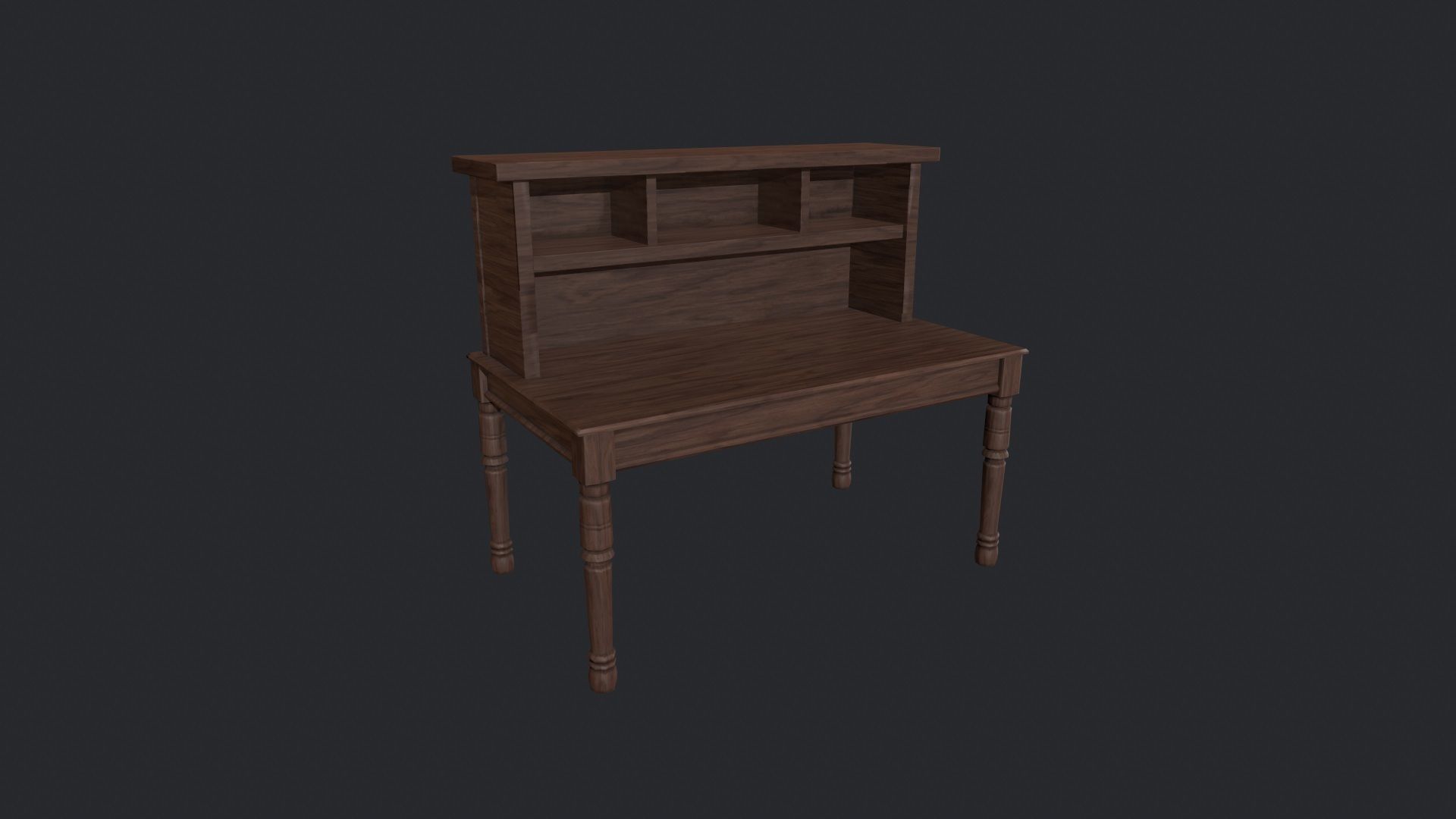 Walnut Wood Office Desk - Study Desk - Office Desk - Desk Low-poly 3D model_1