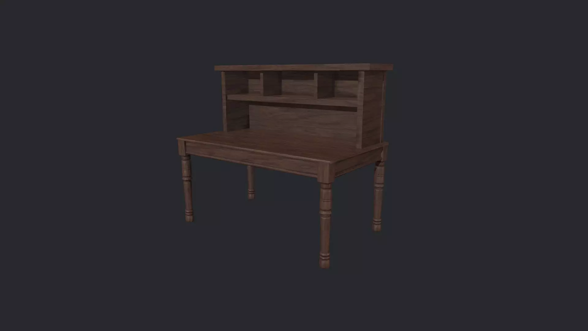 Walnut Wood Office Desk - Study Desk - Office Desk - Desk Low-poly 3D model_0