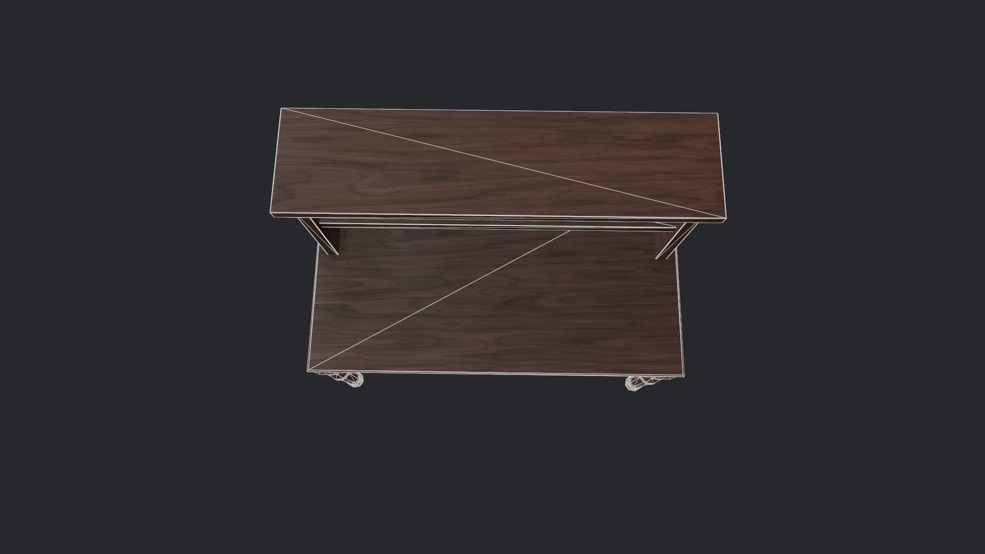 Walnut Wood Office Desk - Study Desk - Office Desk - Desk Low-poly 3D model_10