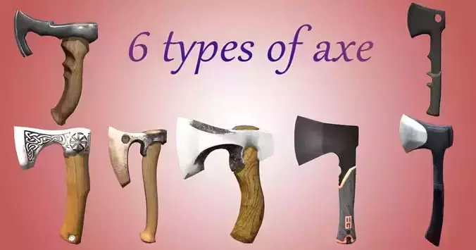 One-handed AXE pack Low-poly 3D model