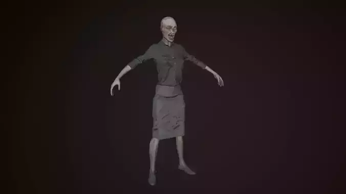 Female Zombie Model with outfit Low-poly 3D model