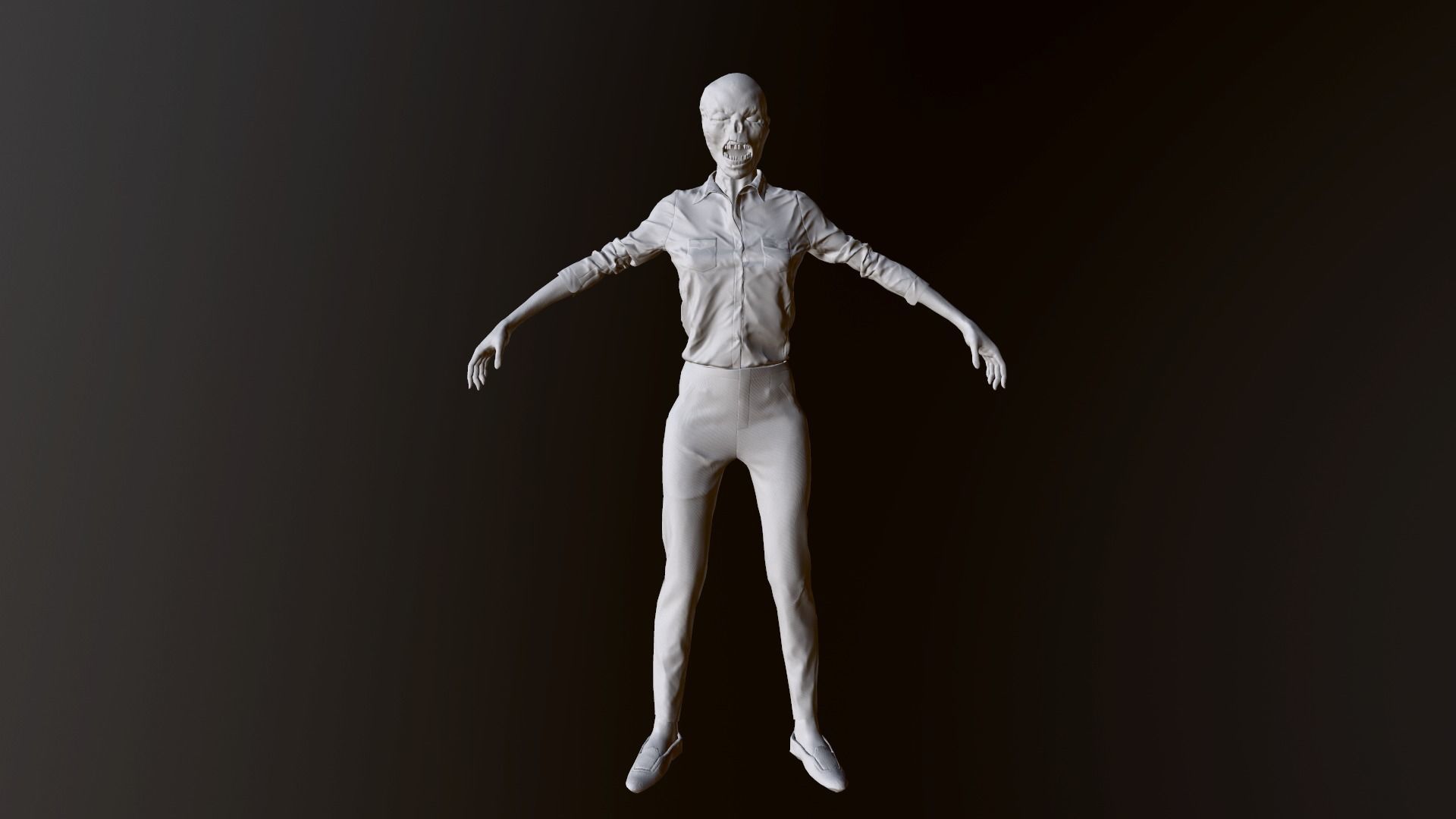 Female Zombie Model with outfit Low-poly 3D model_2