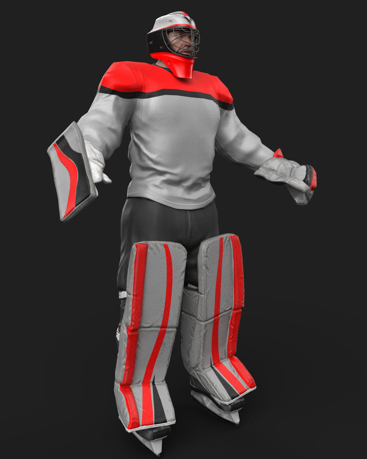 Game ready hockey goalie model  Low-poly 3D model_2