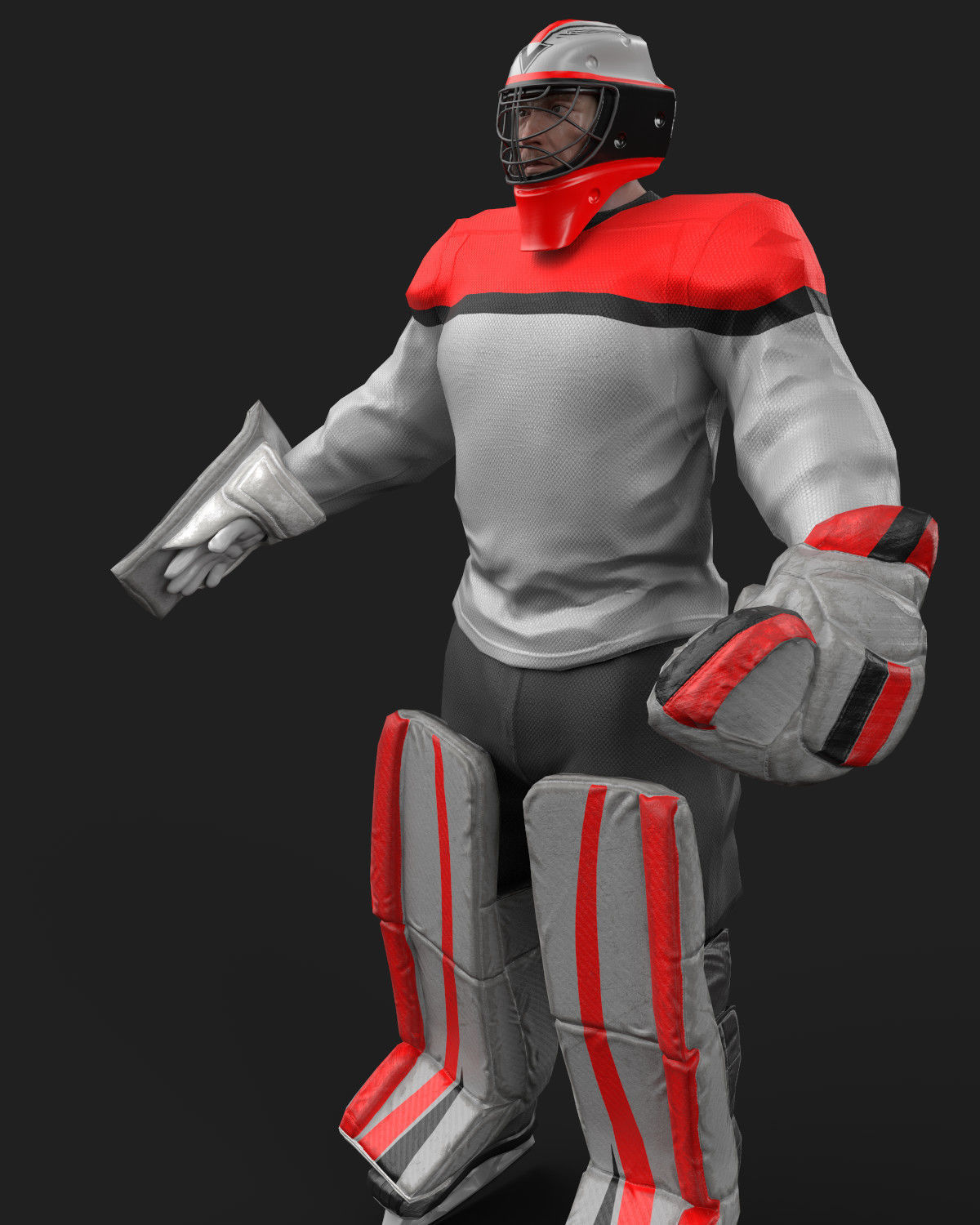 Game ready hockey goalie model  Low-poly 3D model_1
